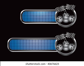 neumáticos de carreras y banderas en banderas con textura de diamantes