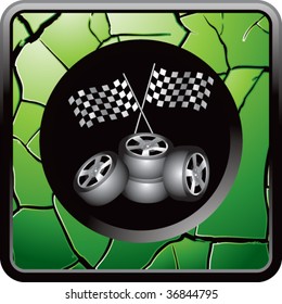 racing tires web button with cracked edges