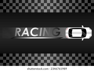 Fondo de pista de carreras. Bandera de Racing Checkered. Concepto de Carrera de Coches. Ilustración vectorial.