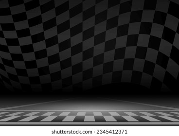 Racing track Background. Racing track with Start or Finish line. Go-kart track. Race track road. Vector Illustration.	