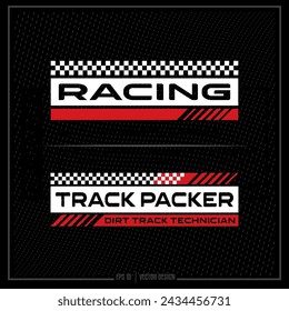 Racing, Track Packer, Race Technician, Race, Racing Emblem, Checkered Flag, Racing Flag