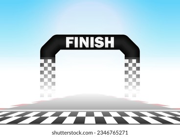 Racing track with Start or Finish line.  Go-kart track. Race track road. Vector Illustration. 