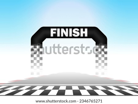 Racing track with Start or Finish line.  Go-kart track. Race track road. Vector Illustration. 
