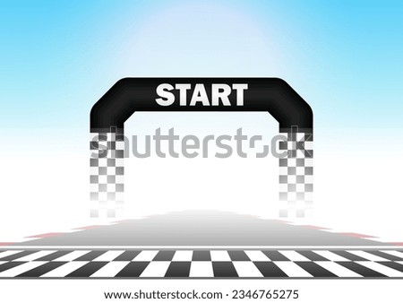 Racing track with Start or Finish line.  Go-kart track. Race track road. Vector Illustration. 