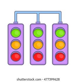 Racing traffic lights icon in cartoon style isolated on white background. Race symbol