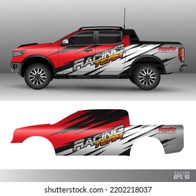 Racing truck car wrap design vector. Graphic abstract stripe racing background kit designs for wrap vehicle