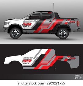 Racing truck car wrap design vector. Graphic abstract stripe racing background kit designs for wrap vehicle