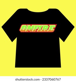 Racing t-shirt design with black background, yellow, colored onfire writing, suitable for racing t-shirt designs, stickers, wallpapers, logos, cellphone cases, distro t-shirts, garments, textiles