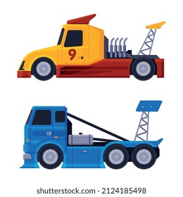 Racing Turbo Truck Driving with High Speed Vector Set
