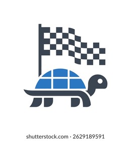 Racing Turtle Flag Icon Isolated On White Background