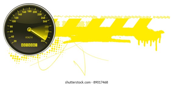 racing urban frame with speedometer