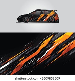 racing vector illustration car wrapping decal design.