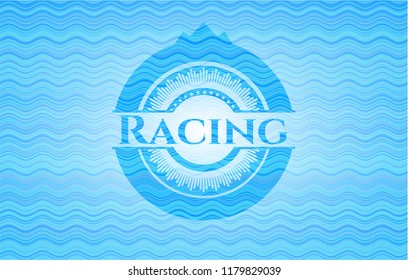 Racing water representation style emblem.