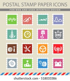 racing web icons on the postage stamps