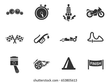 racing web icons. set of simple symbols silhouettes
