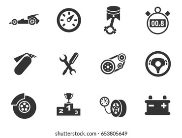 racing web icons. set of simple symbols silhouettes