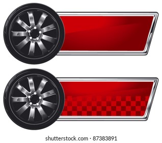 racing wheel with glossy red banner