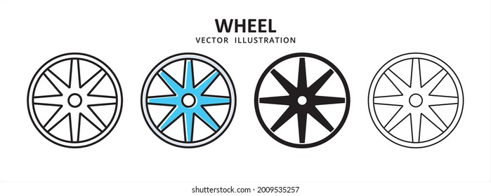 racing wheel tire vector icon design. car motorcycle spare part replacement service.