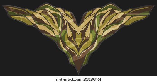 Racing wings, motorcycle wrap decal.  Abstract camouflage background kit designs for vehicle, race print. Vinyl sticker design illustration. Military camo pattern. Vector