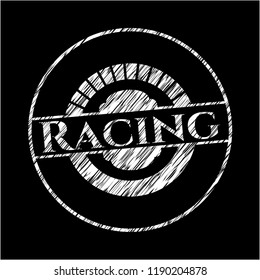 Racing written with chalkboard texture