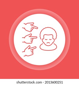 Racism color button icon. Harassment, and violence. Human rights. Discrimination Afro-American man. Isolated vector element. Outline pictogram for web page, mobile app, promo.