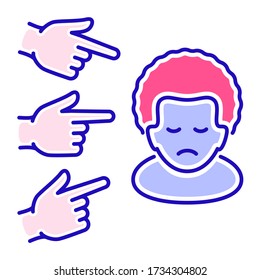 Racism color line icon. Harassment, and violence. Human rights. Discrimination Afro-American man. Isolated vector element. Outline pictogram for web page, mobile app, promo.