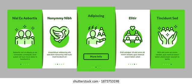 Racism Discrimination Onboarding Mobile App Page Screen Vector. Stop Racism Nameplate And Label, Scale And Loudspeaker, Pigeon And Handshake Color Illustrations