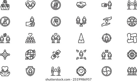 Rassismus-Symbole Hochwertige Vektorsymbol-Kollektion mit bearbeitbarem Strich. Ideal für professionelle und kreative Projekte.