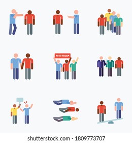 Racism icons set color with white background - vector