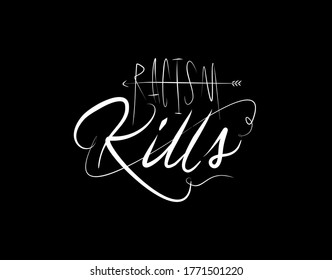 Racism Kills Lettering Text on Black background in vector illustration