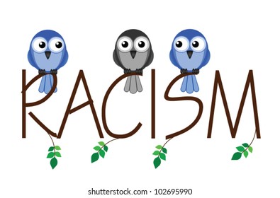 Racism twig text representing intolerance to minorities in society