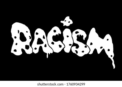 Racism - vector lettering handwritten on theme of antiracism, protesting against racial inequality and revolutionary design. For flyers, stickers, posters. Concept decay of society