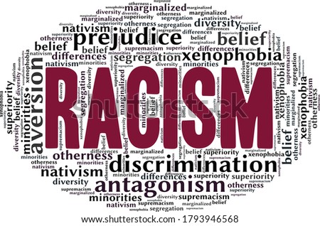 Racism word cloud isolated on a white background. 
