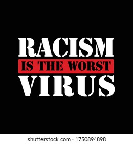 Racism is the Worst Virus. Text message for protest action. Vector Illustration.