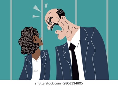 racist office manager yelling at a black employee
