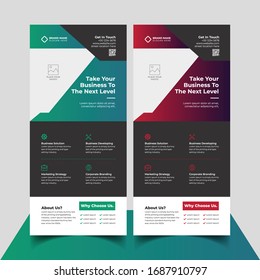 Vektorillustration für Rackkarten oder Dl Flyer. DL Corporate Business Template für Flyer. Layout mit modernen Elementen und abstraktem Hintergrund. Creative Flyer Concept Vektorillustration.