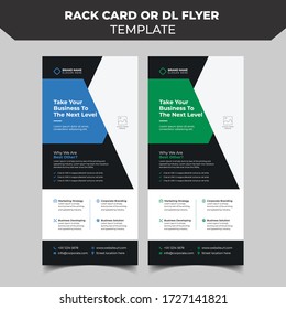 Rack card or Dl flyer template Vector. DL Corporate business template for flyer. Layout with modern elements and abstract background. Creative flyer concept vector.