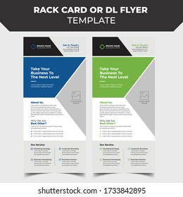 Rack card or Dl flyer template Vector. DL Corporate business template for flyer. Layout with modern elements and abstract background. Creative flyer concept vector.