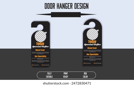 Rack Card Door hanger or flyer template design. Restaurant door hanger design	
