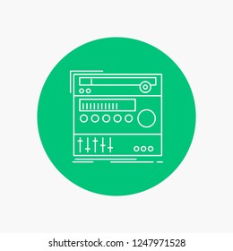 rack, component, module, sound, studio White Line Icon in Circle background. vector icon illustration