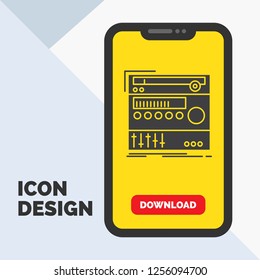 rack, component, module, sound, studio Glyph Icon in Mobile for Download Page. Yellow Background