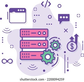 Rack Config stock illustration, Customized Server Configuration Concept, Data Center Machine Configuration Vector color Icon Design, Cloud computing and Internet hosting services Symbol,  