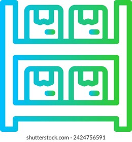 Rack delivery services icon with blue and green gradient outline style. rack, shop, retail, store, interior, shelf, storage. Vector Illustration
