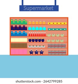 Um rack cheio de alimentos em um corredor de supermercado