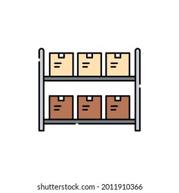 Rack with goods сolor line icon. Pictogram for web page, mobile app, promo. UI UX GUI design element. Editable stroke.