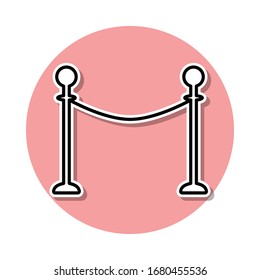 Icono de pegatina de los rieles de protección en rack. Línea delgada simple, contorno vector de iconos de cine para ui y ux, sitio web o aplicación móvil