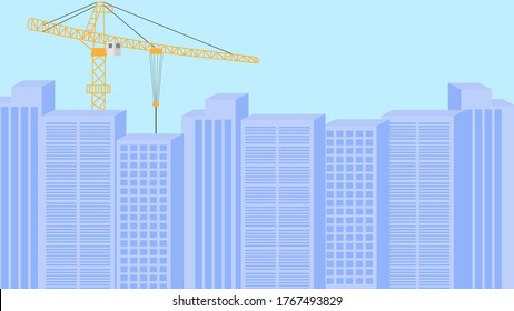 Rack of houses by crane. Vector image, eps 10