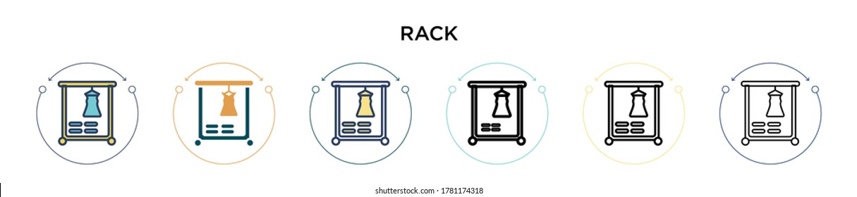 Rack icon in filled, thin line, outline and stroke style. Vector illustration of two colored and black rack vector icons designs can be used for mobile, ui, web