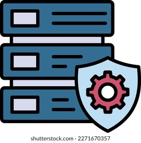 Rack Machine Stock illustration, Managed Cloud Server Concept, Maintenance Free Machine with Protection Vector Icon Design, Rack Insurance Sign, Cloud computing and Internet hosting services Symbol,