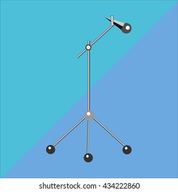 Rack with a microphone on a two-tone background image in style flat